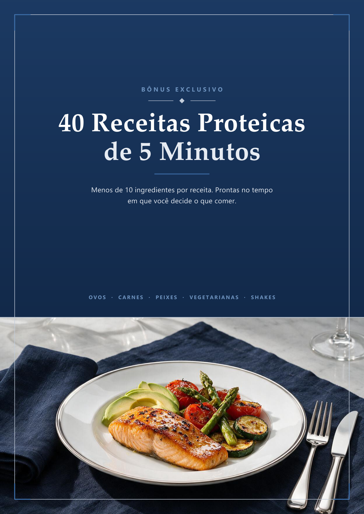 Capa do bônus 40 Receitas Proteicas de 5 Minutos